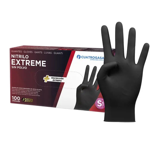 Cuatrogasa Extreme Nitrile Glove Black S, 100 units