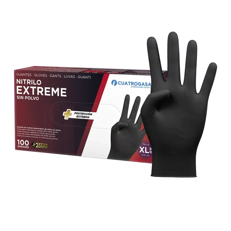 Cuatrogasa Extreme Nitrile Glove Black Xl, 100 units