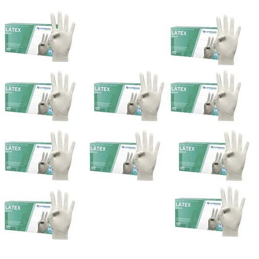 Cuatrogasa Latex Powder Free Gloves White Size M, 10X100 Units