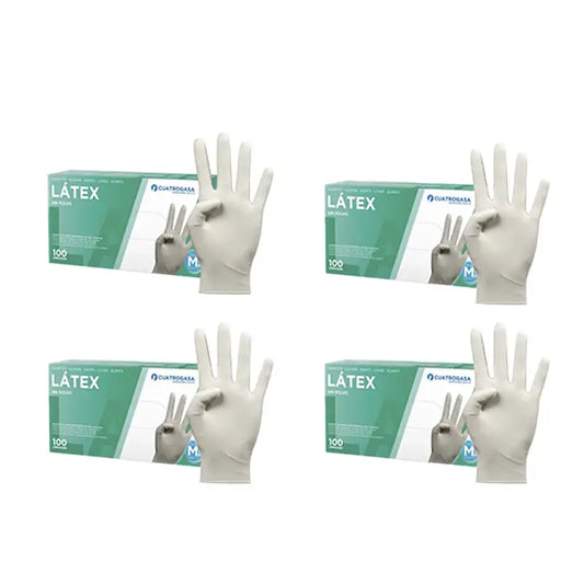 Cuatrogasa Latex Powder Free Gloves White Size M, 4X100 Units