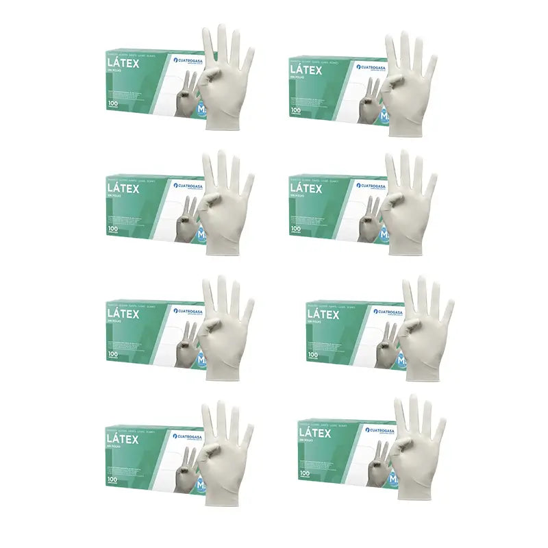 Cuatrogasa Latex Powder Free Gloves White Size M, 8X100 Units