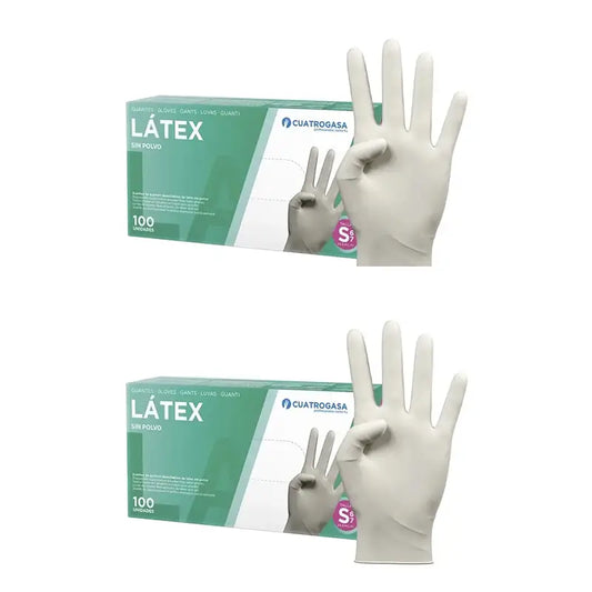 Cuatrogasa Latex Powder Free Gloves White Size S, 2X100 Units
