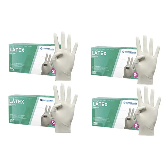 Cuatrogasa Latex Powder Free Gloves White Size S, 4X100 Units