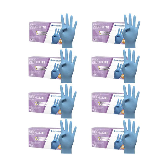 Cuatrogasa Dermolite Powder Free Nitrile Gloves Blue Size Xs, 8X100 Units