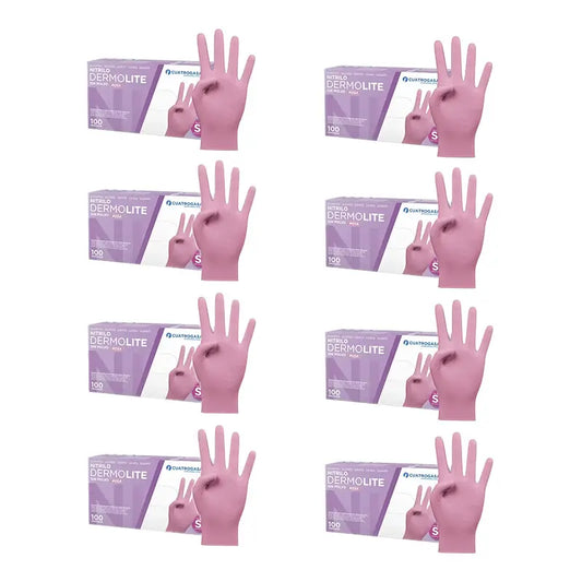 Cuatrogasa Dermolite Powder Free Nitrile Gloves Pink Size S, 8X100 Units