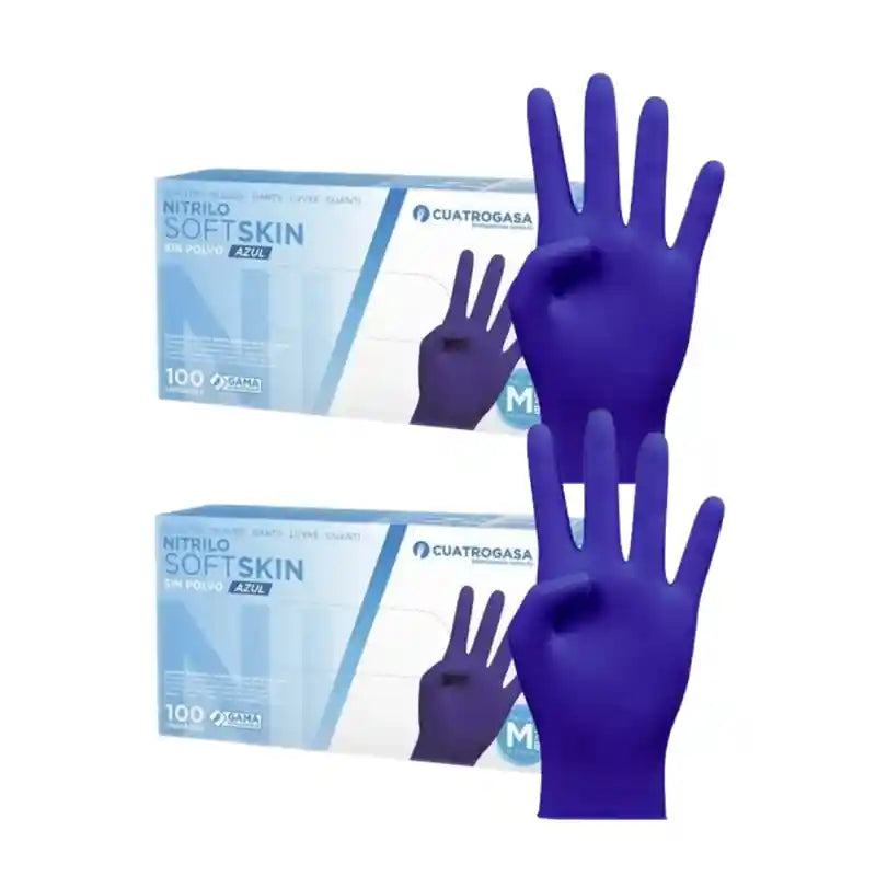 Cuatrogasa Nitrile Softskin Powder Free Gloves Blue Size M, 2X100 Units