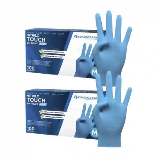Cuatrogasa Nitrile Touch Powder Free Gloves Blue Size M, 2X100 Units