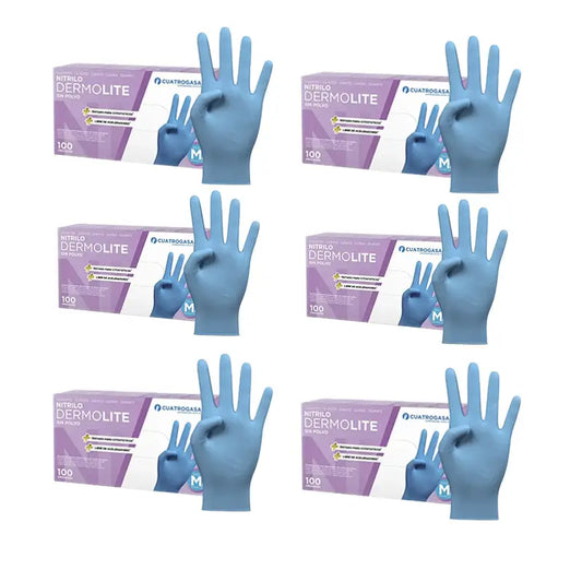 Cuatrogasa Powder Free Vinyl Gloves Blue Size M, 6X100 Units