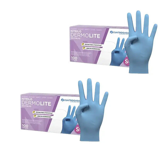 Cuatrogasa Powder Free Vinyl Gloves Blue Size S, 2X100 Units