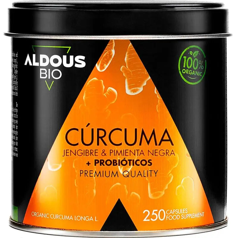 Aldous Bio Turmeric with Ginger and Black Pepper with Probiotics, 250 capsules