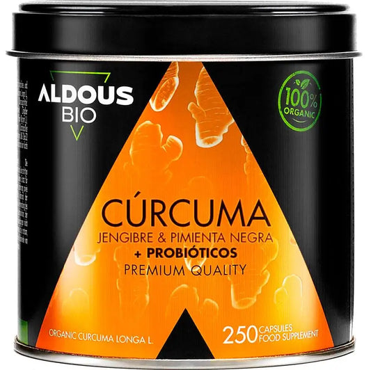 Aldous Bio Turmeric with Ginger and Black Pepper with Probiotics, 250 capsules