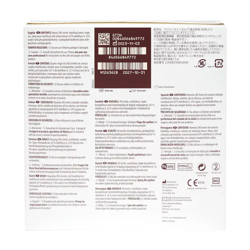 Dailies Total1 Daily Multifocal Lenses , 90 units - +0.25, 8.5, Alta, 14.1