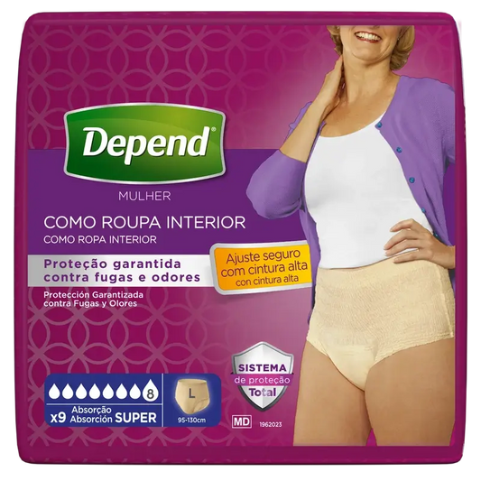 Depend Super L Adult Diaper for Women, 9 pcs.