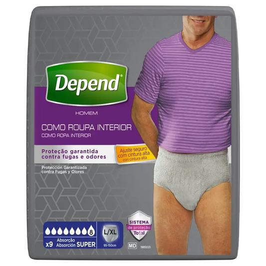 Depend Super L/Xl Adult Male Diaper , 9 pcs.