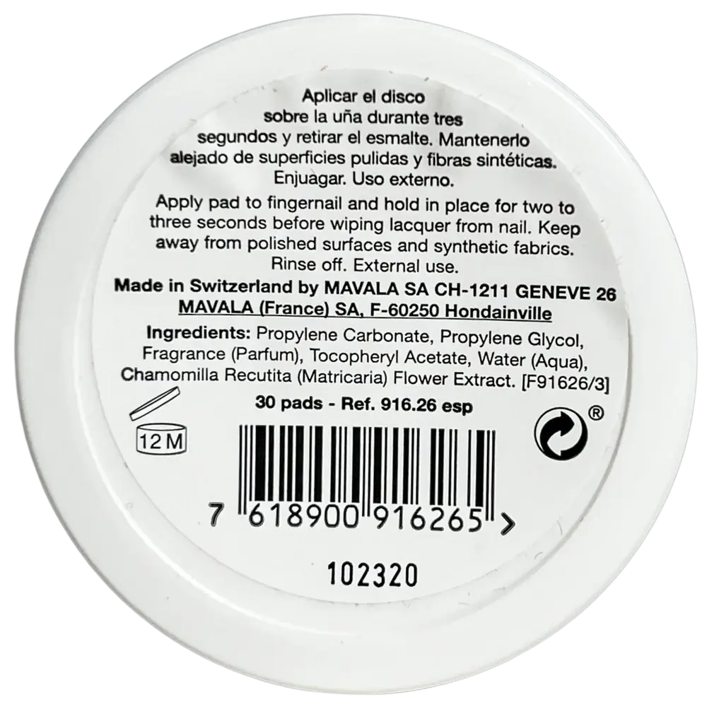 Mavala Acetone Free Nail Polish Remover Discs