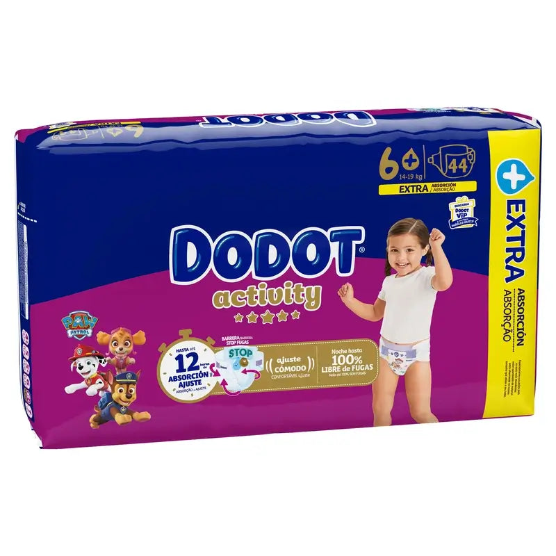 Dodot Activity Size 6+ (+14 kg), 44 Nappies