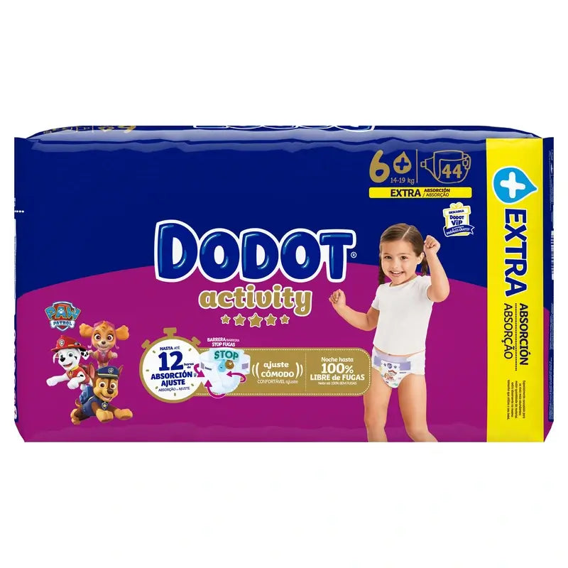 Dodot Activity Size 6+ (+14 kg), 44 Nappies