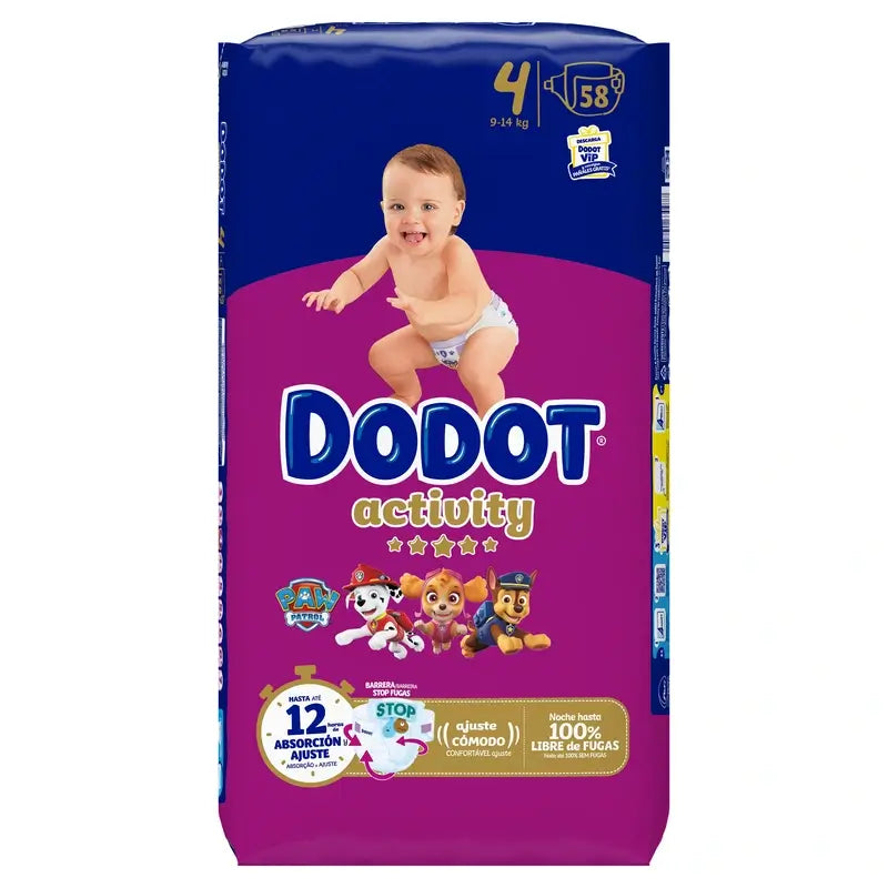Dodot Activity Size 4, 58 Nappies