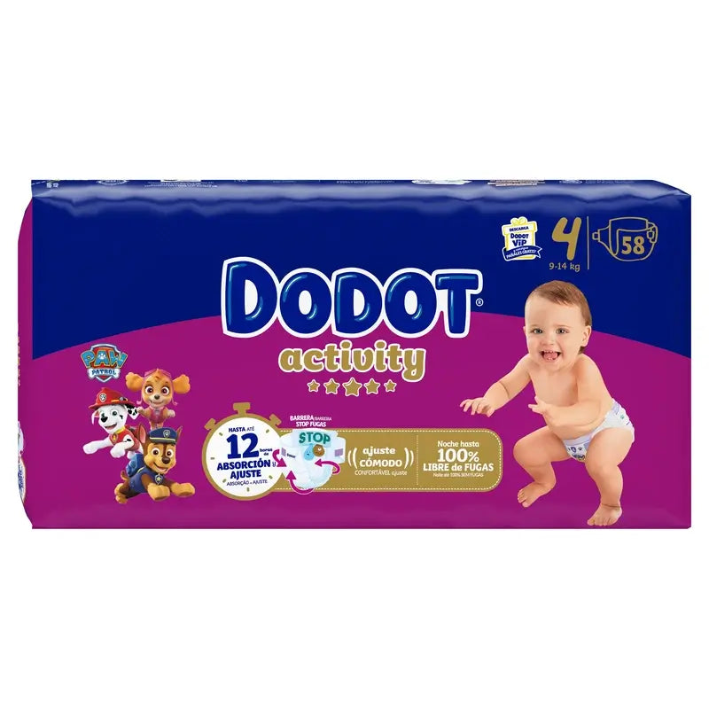 Dodot Activity Size 4, 58 Nappies