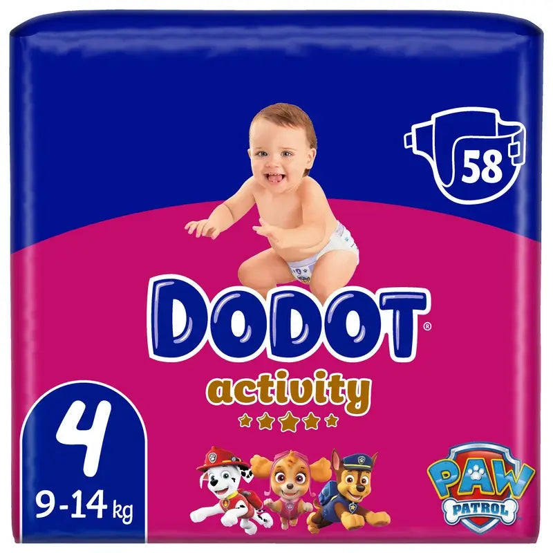 Dodot Activity Size 4, 58 Nappies