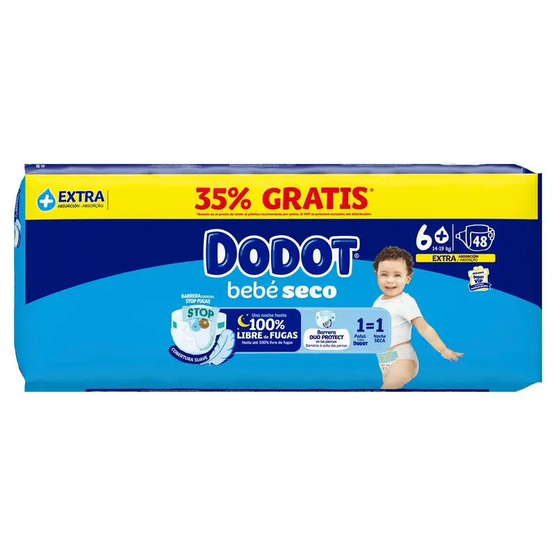 Dodot Baby Dry Size 6+ (+14 Kg), 48 Diapers