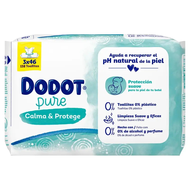 Dodot Pure Calm & Protect Baby Wipes, 3 x 46 pcs.