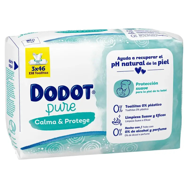 Dodot Pure Calm & Protect Baby Wipes, 3 x 46 pcs.