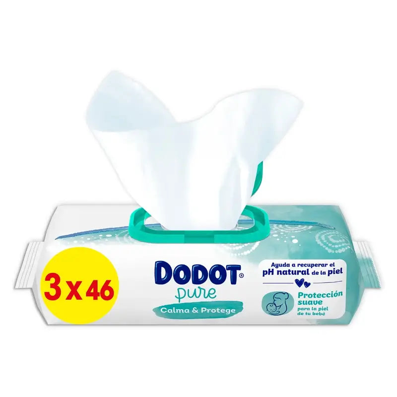 Dodot Pure Calm & Protect Baby Wipes, 3 x 46 pcs.