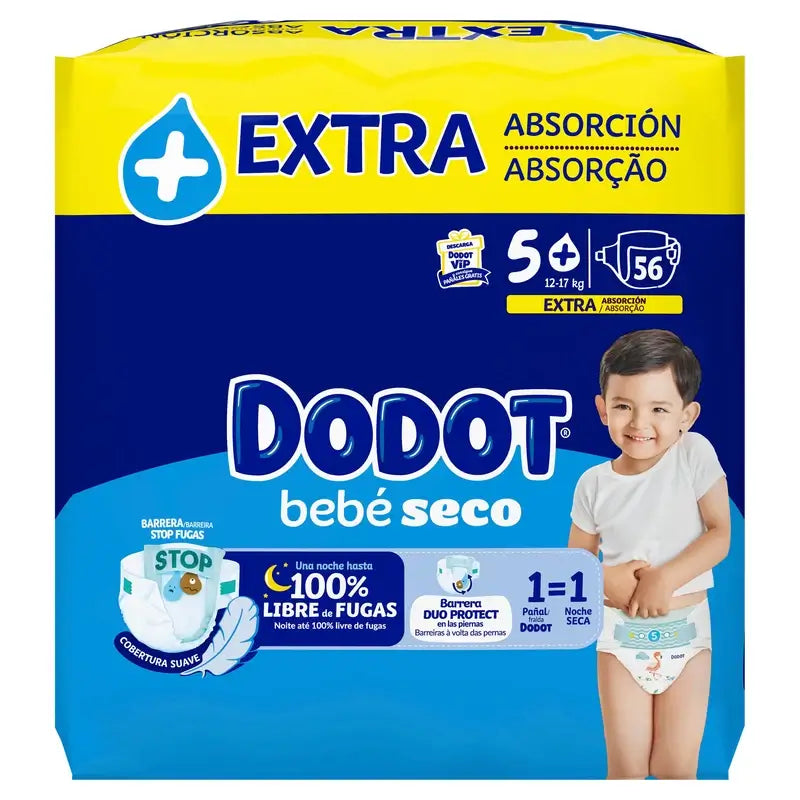 Dodot Baby Dry Baby Size 5 Extra Jumbo, 56 Nappies
