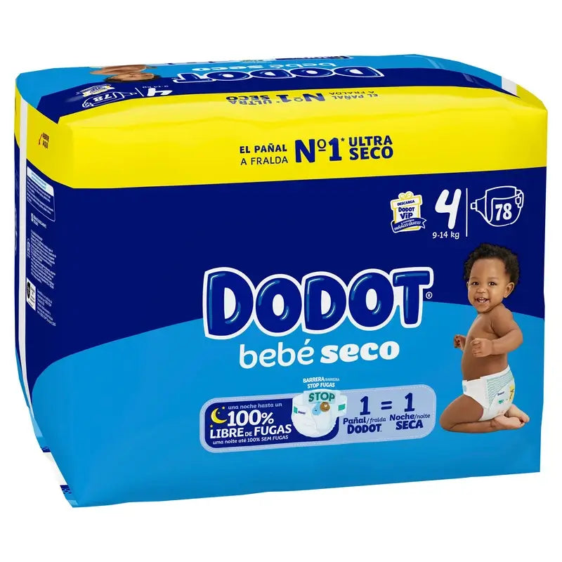 Dodot Baby Dry Size 4 (9-14 Kg), 78 Nappies
