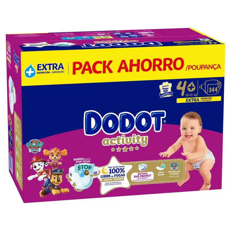 Dodot Nappy Activity Box Xxl Size 4 , 144 units