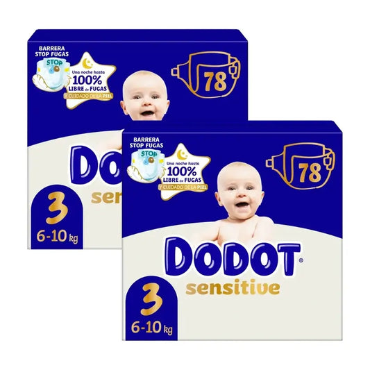 Dodot Sensitive Jumbo Sensitive Nappy Pack Size 3, 2x78 Units