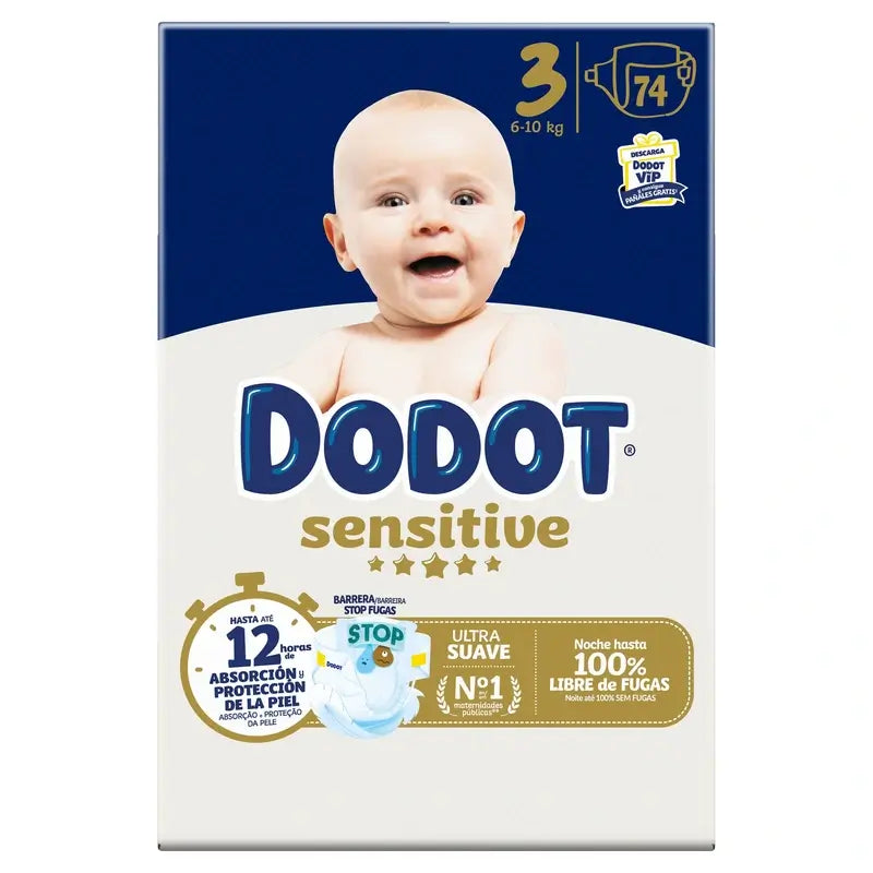 Dodot Sensitive Size 3, 74 Nappies