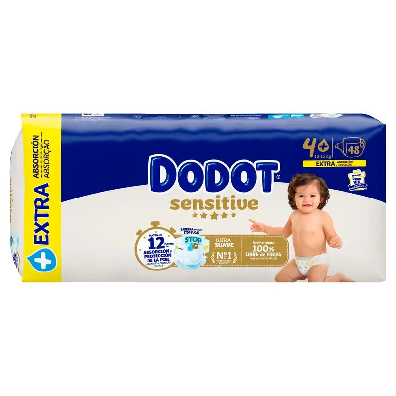 Dodot Sensitive Nappies Extra Absorbency 10-15 kg Size 4+, 48 Pcs.