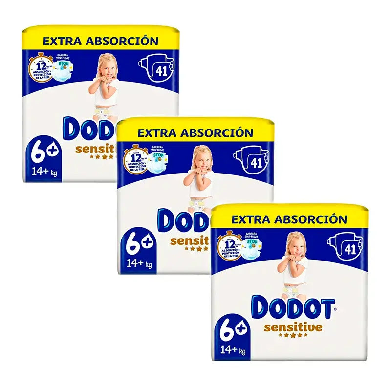 Dodot Sensitive Size 6 Extra-Jumbo, 3 x 41 Nappies