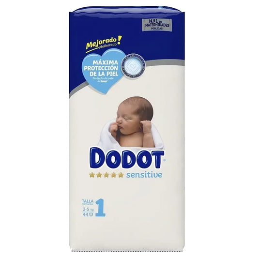 Dodot Sensitive Size 1 ( 2-5 Kg), 44 Nappies