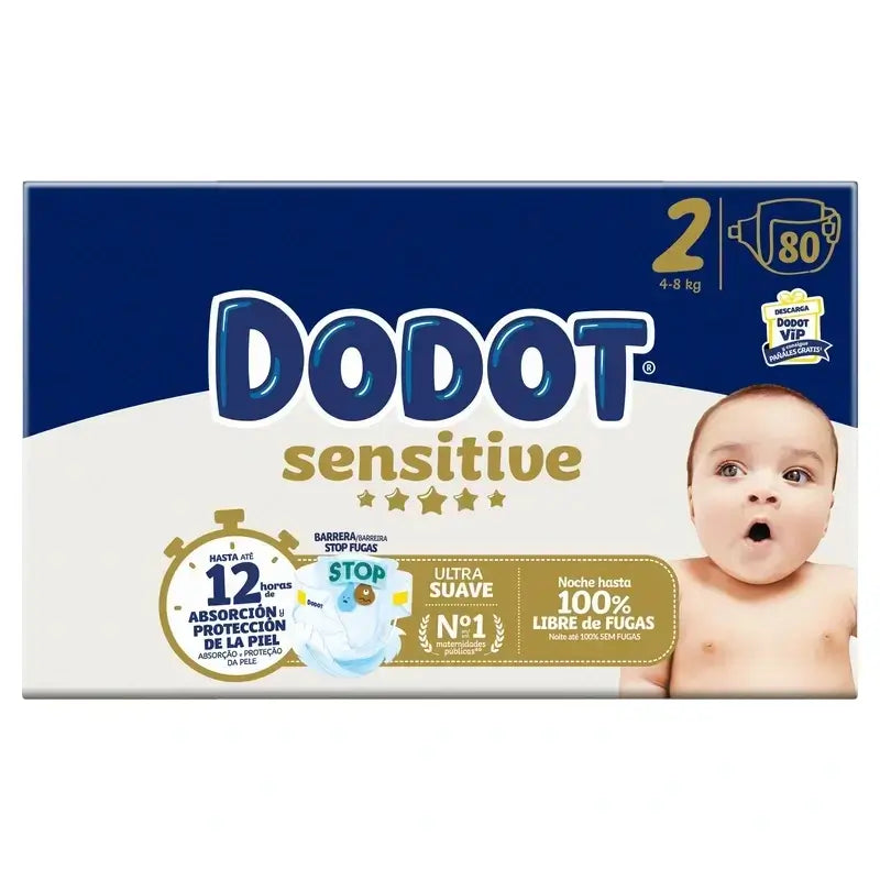 Dodot Sensitive Size 2 Box, 4 x 80 Nappies