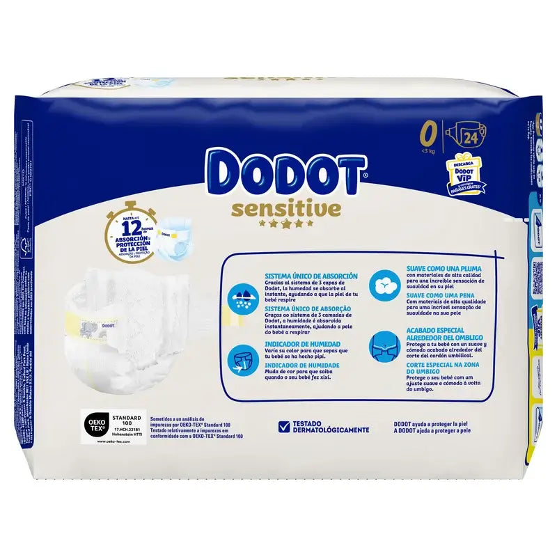Dodot Sensitive Size 0, 24 Nappies