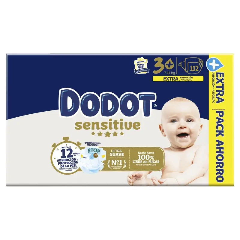 Dodot Sensitive Extra-Box Size 3, 112 Nappies