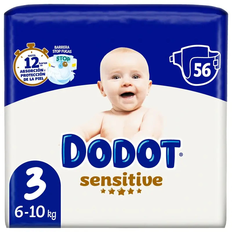 Dodot Sensitive Size 3 (6-10 Kg), 56 Nappies