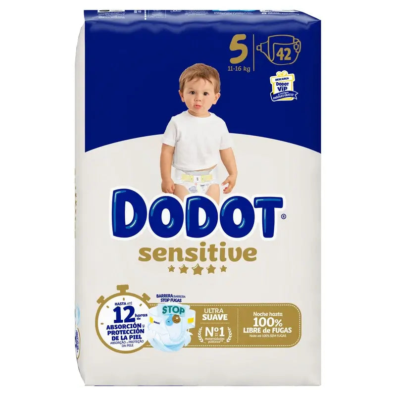 Dodot Sensitive Size 5 (12-16 Kg), 42 Nappies