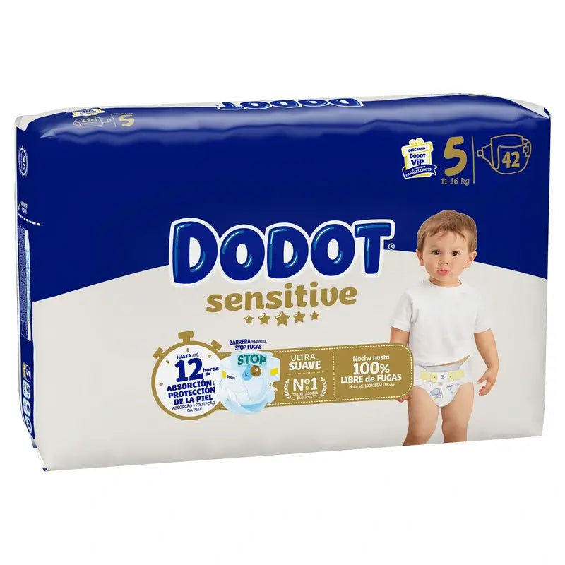 Dodot Sensitive Size 5 (12-16 Kg), 42 Nappies