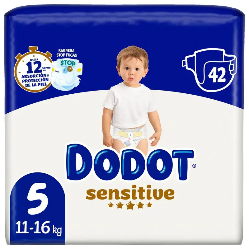 Dodot Sensitive Size 5 (12-16 Kg), 42 Nappies