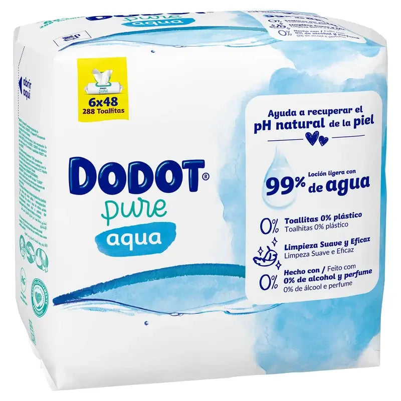 Dodot Aqua Plastic Free Wipes Aqua Plastic Free Box 6x48 (288 pcs)