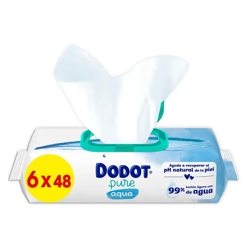 Dodot Dodot Aqua Plastic Free Wipes Box 6x48 (288 Units)