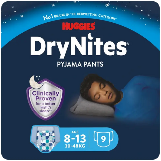 Drynites Nighttime Nappies Size 8-13 Boy, 9 pieces