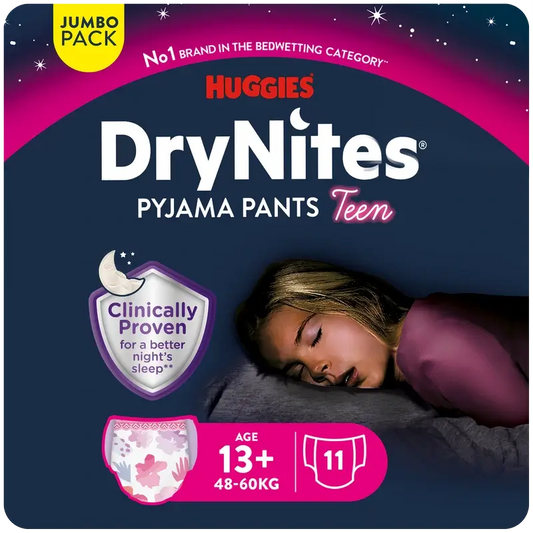 Drynites Size +13 Girl's Night Nappies, 11 pieces