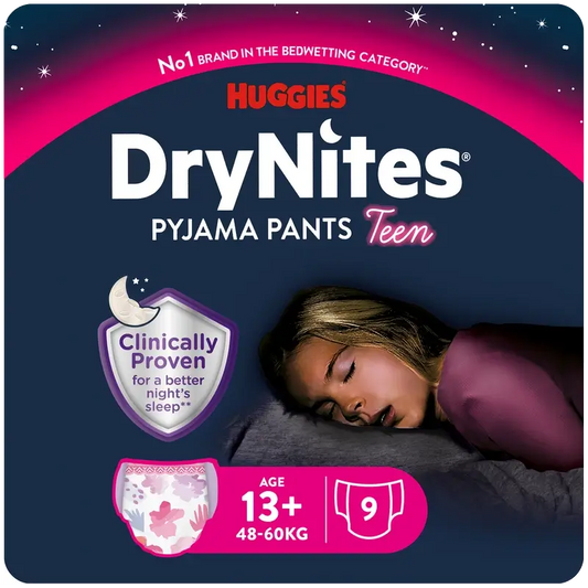Drynites Size +13 Girls Night Nappies , 9 pieces