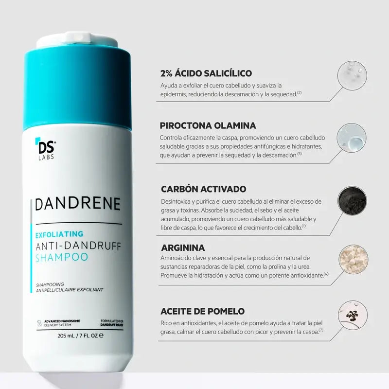 Ds Laboratories Dandrene Anti-Dandruff Exfoliating Shampoo, 205ml