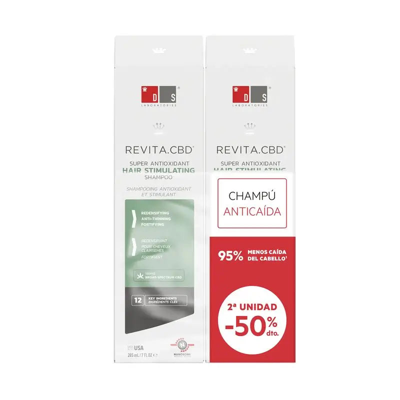 Ds Laboratories Revita Cbd Hair Loss Stimulating Shampoo With Cbd Pack, 2 x 205 ml